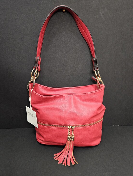 Sam Edelman Handbags - Accent by Sam Edelman red faux leather handbag with gold hardware & tassels NEW